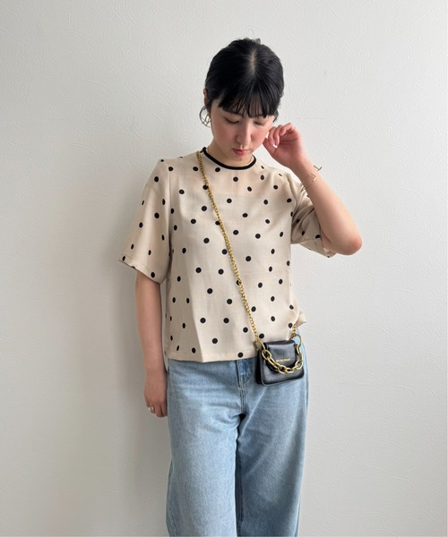 LHELBIE（レルビエ）の「リネンライクドットブラウスT（シャツ/ブラウス・レディース・ベージュ/オフホワイト/ブラック・M）」の18枚目の写真