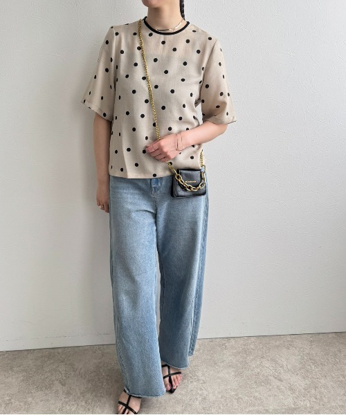 LHELBIE（レルビエ）の「リネンライクドットブラウスT（シャツ/ブラウス・レディース・ベージュ/オフホワイト/ブラック・M）」の21枚目の写真