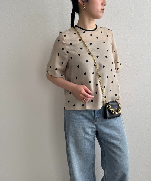 LHELBIE（レルビエ）の「リネンライクドットブラウスT（シャツ/ブラウス・レディース・ベージュ/オフホワイト/ブラック・M）」の20枚目の写真