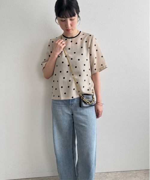 LHELBIE（レルビエ）の「リネンライクドットブラウスT（シャツ/ブラウス・レディース・ベージュ/オフホワイト/ブラック・M）」の22枚目の写真