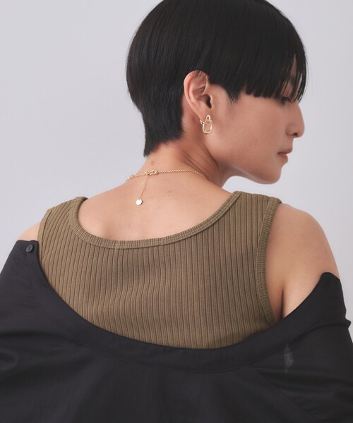 OPAQUE.CLIP(オペークドットクリップ)の「ベーシックテレコタンクトップ【洗濯機洗い可】(タンクトップ・レディース・アイボリー/ブラック/ダークブラウン・38/40)」の12枚目の写真