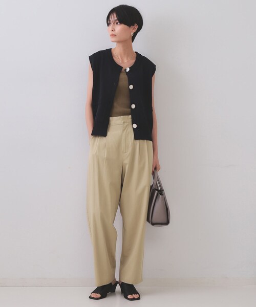 OPAQUE.CLIP(オペークドットクリップ)の「ベーシックテレコタンクトップ【洗濯機洗い可】(タンクトップ・レディース・アイボリー/ブラック/ダークブラウン・38/40)」の13枚目の写真