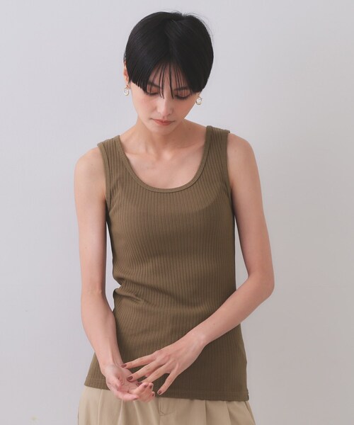 OPAQUE.CLIP(オペークドットクリップ)の「ベーシックテレコタンクトップ【洗濯機洗い可】(タンクトップ・レディース・アイボリー/ブラック/ダークブラウン・38/40)」の16枚目の写真