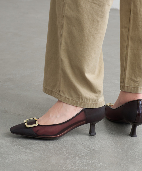 LE TALON(ルタロン)の「5cmスクエアチュールバックルパンプス(パンプス・レディース・ブラック×ブラック/ブラウン/ベージュ・22cm/22.5cm/24.5cm/25cm/23cm/23.5cm/24cm)」の3枚目の写真