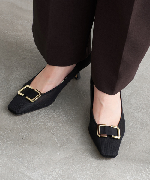 LE TALON(ルタロン)の「5cmスクエアチュールバックルパンプス(パンプス・レディース・ブラック×ブラック/ブラウン/ベージュ・22cm/22.5cm/24.5cm/25cm/23cm/23.5cm/24cm)」の4枚目の写真