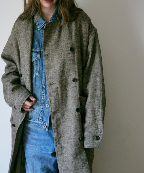 RNA-N（アールエヌエーエヌ）の「C0786 リネンオーバーコックコート（ステンカラーコート・レディース・ブラウン/チャコール/ブラック・FREE）」の19枚目の写真