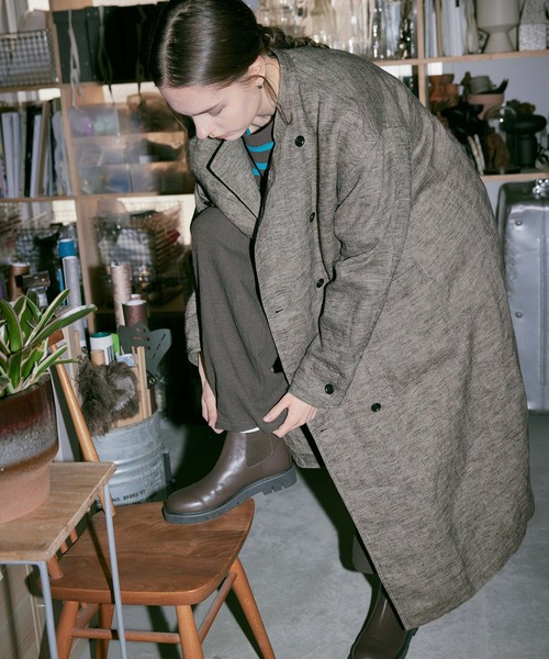 RNA-N（アールエヌエーエヌ）の「C0786 リネンオーバーコックコート（ステンカラーコート・レディース・ブラウン/チャコール/ブラック・FREE）」の18枚目の写真