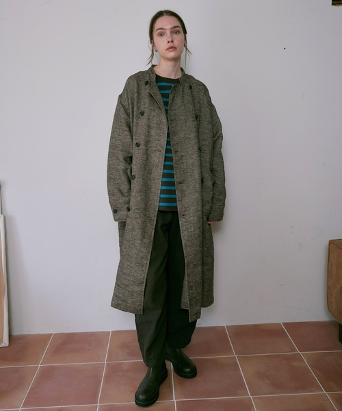 RNA-N（アールエヌエーエヌ）の「C0786 リネンオーバーコックコート（ステンカラーコート・レディース・ブラウン/チャコール/ブラック・FREE）」の17枚目の写真