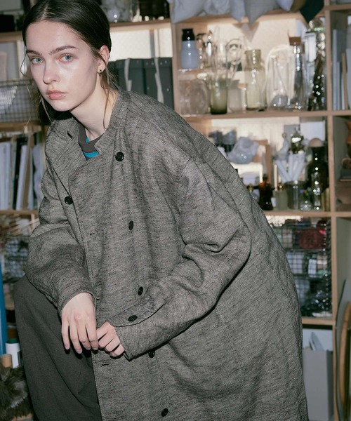 RNA-N（アールエヌエーエヌ）の「C0786 リネンオーバーコックコート（ステンカラーコート・レディース・ブラウン/チャコール/ブラック・FREE）」の15枚目の写真