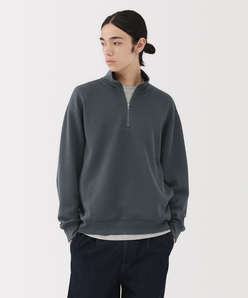 紳士 二重編みハーフジッププルオーバー（スウェット）｜無印良品