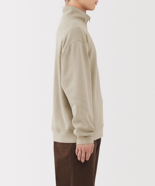 無印良品（ムジルシリョウヒン）の「紳士　二重編みハーフジッププルオーバー（スウェット・メンズ・ブラック/ダークネイビー/サンドベージュ/カーキ系・S/M/L/XL）」の18枚目の写真