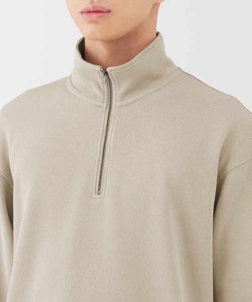 無印良品（ムジルシリョウヒン）の「紳士　二重編みハーフジッププルオーバー（スウェット・メンズ・ブラック/ダークネイビー/サンドベージュ/カーキ系・S/M/L/XL）」の20枚目の写真