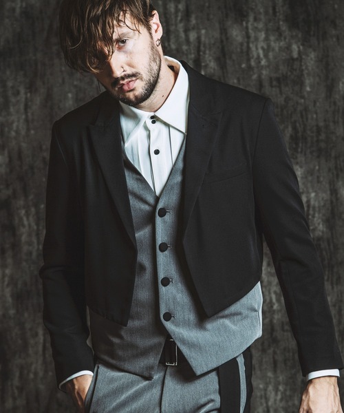 NO ID.（ノーアイディ）の「【NO ID.】Layered Short Jacket / レイヤード ショート ジャケット（テーラードジャケット・メンズ・ブラック/その他23・2/1）」の2枚目の写真