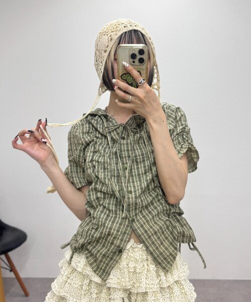 w closet（ダブルクローゼット）の「【25AW】フーディーチェックシャツ（シャツ/ブラウス・レディース・レッド/カーキ/ブルー・FREE）」の2枚目の写真