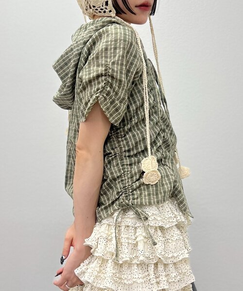 w closet（ダブルクローゼット）の「【25AW】フーディーチェックシャツ（シャツ/ブラウス・レディース・レッド/カーキ/ブルー・FREE）」の12枚目の写真