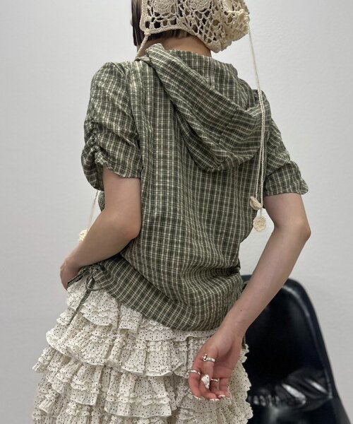 w closet（ダブルクローゼット）の「【25AW】フーディーチェックシャツ（シャツ/ブラウス・レディース・レッド/カーキ/ブルー・FREE）」の13枚目の写真