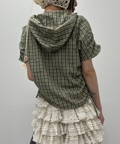 w closet（ダブルクローゼット）の「【25AW】フーディーチェックシャツ（シャツ/ブラウス・レディース・レッド/カーキ/ブルー・FREE）」の14枚目の写真