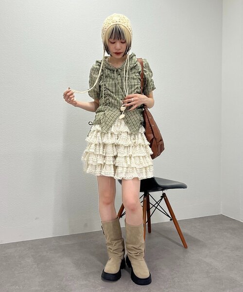 w closet（ダブルクローゼット）の「【25AW】フーディーチェックシャツ（シャツ/ブラウス・レディース・レッド/カーキ/ブルー・FREE）」の15枚目の写真