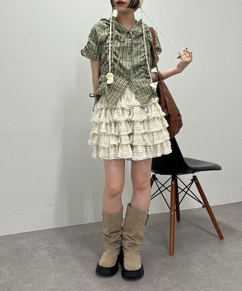 w closet（ダブルクローゼット）の「【25AW】フーディーチェックシャツ（シャツ/ブラウス・レディース・レッド/カーキ/ブルー・FREE）」の17枚目の写真