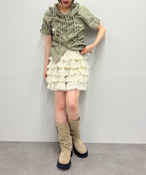 w closet（ダブルクローゼット）の「【25AW】フーディーチェックシャツ（シャツ/ブラウス・レディース・レッド/カーキ/ブルー・FREE）」の18枚目の写真