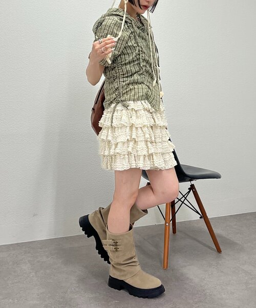 w closet（ダブルクローゼット）の「【25AW】フーディーチェックシャツ（シャツ/ブラウス・レディース・レッド/カーキ/ブルー・FREE）」の19枚目の写真