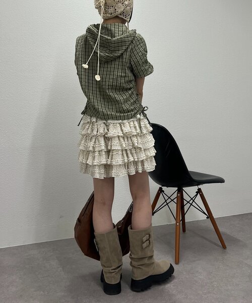 w closet（ダブルクローゼット）の「【25AW】フーディーチェックシャツ（シャツ/ブラウス・レディース・レッド/カーキ/ブルー・FREE）」の21枚目の写真