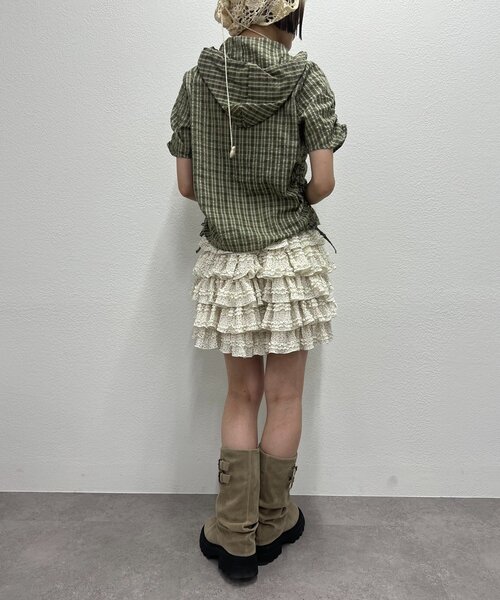 w closet（ダブルクローゼット）の「【25AW】フーディーチェックシャツ（シャツ/ブラウス・レディース・レッド/カーキ/ブルー・FREE）」の22枚目の写真