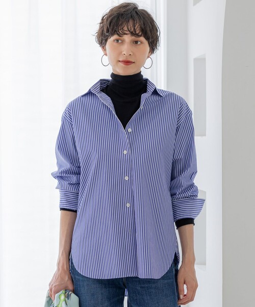 23区 L(ニジュウサンクオオキイサイズ)の「CANCLINI ベーシック シャツ(シャツ/ブラウス・レディース・ブラウン系1/ホワイト系/ブルー系1/ピンク系1・50/44/48/46)」の3枚目の写真