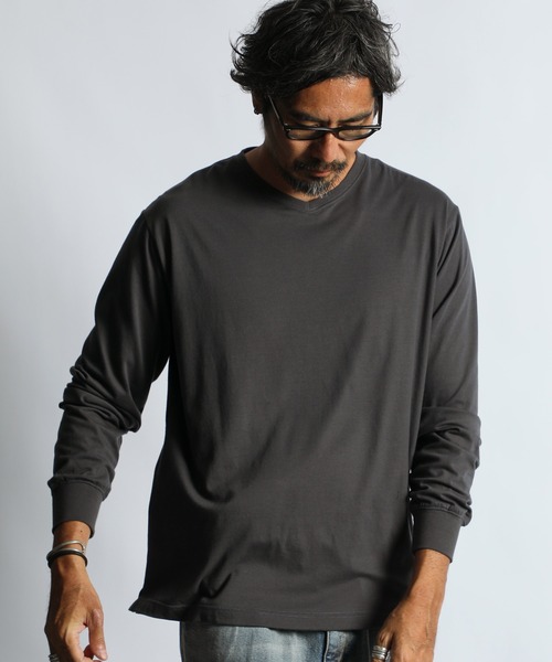 The DUFFER of ST.GEORGE（ザダファーオブセントジョージ）の「OPTIMA COOL V-NECK L/S TEE：オプティマクール Vネック ロンTEE（Tシャツ/カットソー・メンズ・チャコールグレー/ブラック/ホワイト・MEDIUM/SMALL/X-LARGE/LARGE）」の3枚目の写真