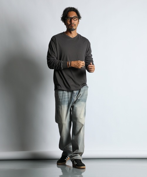 The DUFFER of ST.GEORGE（ザダファーオブセントジョージ）の「OPTIMA COOL V-NECK L/S TEE：オプティマクール Vネック ロンTEE（Tシャツ/カットソー・メンズ・チャコールグレー/ブラック/ホワイト・MEDIUM/SMALL/X-LARGE/LARGE）」の15枚目の写真