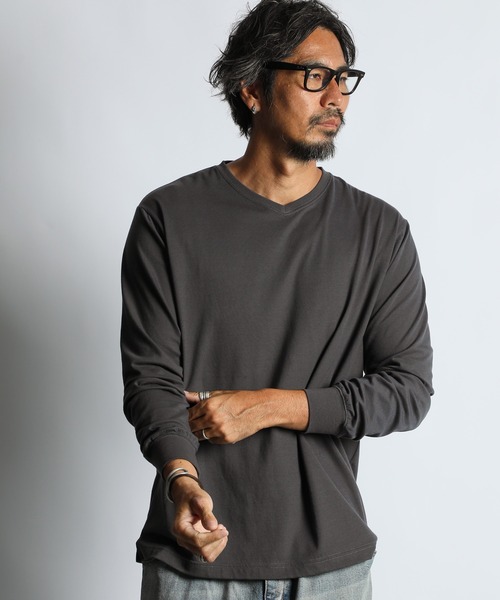The DUFFER of ST.GEORGE（ザダファーオブセントジョージ）の「OPTIMA COOL V-NECK L/S TEE：オプティマクール Vネック ロンTEE（Tシャツ/カットソー・メンズ・チャコールグレー/ブラック/ホワイト・MEDIUM/SMALL/X-LARGE/LARGE）」の14枚目の写真