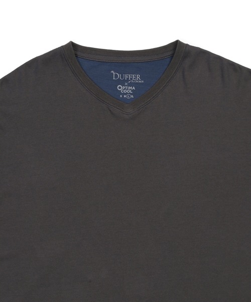 The DUFFER of ST.GEORGE（ザダファーオブセントジョージ）の「OPTIMA COOL V-NECK L/S TEE：オプティマクール Vネック ロンTEE（Tシャツ/カットソー・メンズ・チャコールグレー/ブラック/ホワイト・MEDIUM/SMALL/X-LARGE/LARGE）」の4枚目の写真