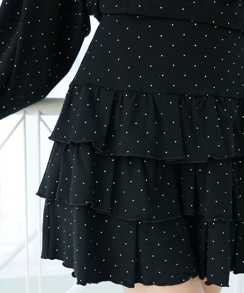 MAJESTIC LEGON（マジェスティックレゴン）の「ラインストーンティアードスカパン（スカート・レディース・ピンク/チャコールグレー/ブラック・MEDIUM）」の9枚目の写真