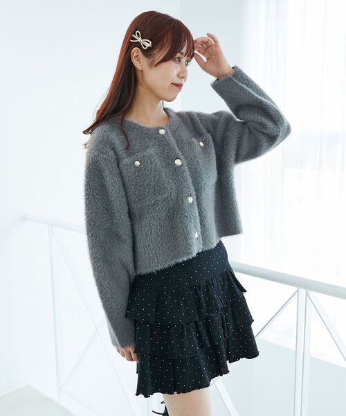 MAJESTIC LEGON（マジェスティックレゴン）の「ラインストーンティアードスカパン（スカート・レディース・ピンク/チャコールグレー/ブラック・MEDIUM）」の11枚目の写真