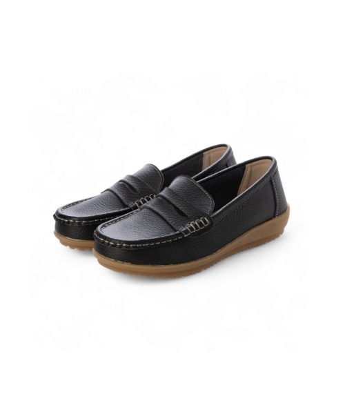 Tomieco(トミエコ)の「本革 ウェッジ底カジュアル モカシンローファー ふわふわクッション(モカシン/デッキシューズ・レディース・ホワイト/ブラック・M/L/LL/XL/S)」の9枚目の写真