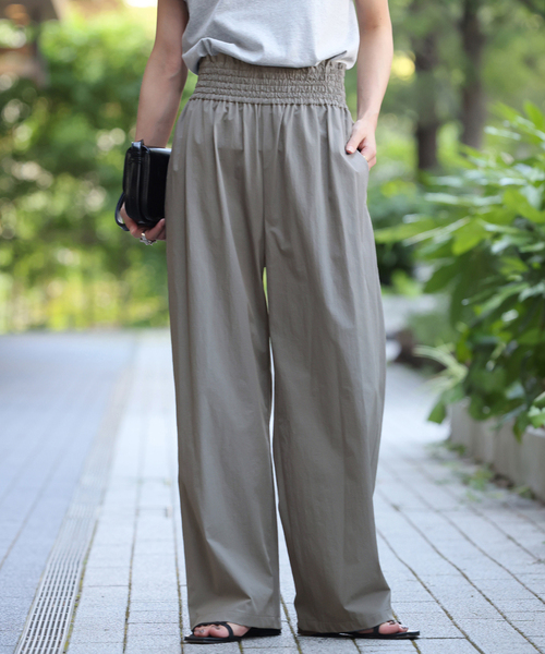 JOURNAL STANDARD(ジャーナルスタンダード)の「《追加6》【撥水/接触冷感/洗える/UVカット】リネンナイロンストレッチワイドパンツ(その他パンツ・レディース・ブラウン系その他/ブラック/レッド/グレー・38/36/34/40)」の2枚目の写真