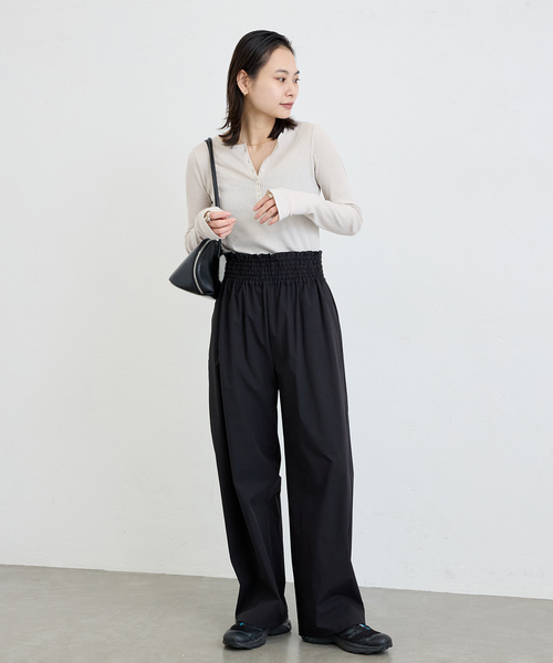 JOURNAL STANDARD(ジャーナルスタンダード)の「《追加6》【撥水/接触冷感/洗える/UVカット】リネンナイロンストレッチワイドパンツ(その他パンツ・レディース・ブラウン系その他/ブラック/レッド/グレー・38/36/34/40)」の6枚目の写真