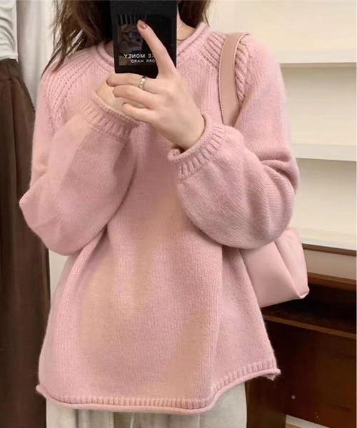 kirakiraShop(キラキラショップ)の「ボリューム袖 ラグラン ニット(ニット/セーター・レディース・クリーム/ブルー/グレー/ピンク/グリーン/オレンジ・FREE)」の5枚目の写真