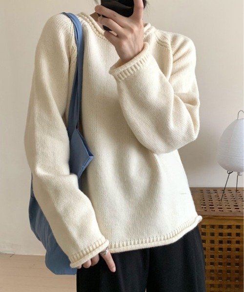 kirakiraShop(キラキラショップ)の「ボリューム袖 ラグラン ニット(ニット/セーター・レディース・クリーム/ブルー/グレー/ピンク/グリーン/オレンジ・FREE)」の13枚目の写真