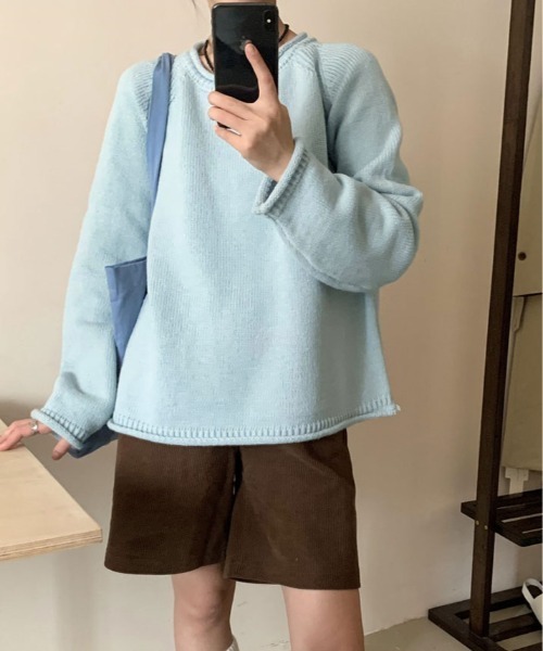 kirakiraShop(キラキラショップ)の「ボリューム袖 ラグラン ニット(ニット/セーター・レディース・クリーム/ブルー/グレー/ピンク/グリーン/オレンジ・FREE)」の21枚目の写真