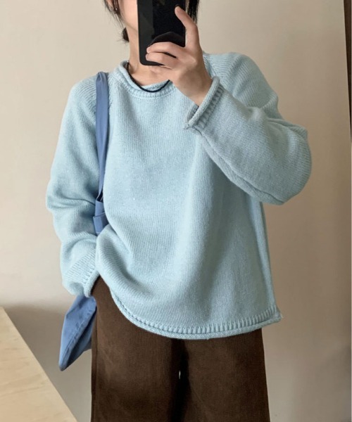 kirakiraShop(キラキラショップ)の「ボリューム袖 ラグラン ニット(ニット/セーター・レディース・クリーム/ブルー/グレー/ピンク/グリーン/オレンジ・FREE)」の22枚目の写真