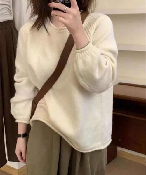 kirakiraShop(キラキラショップ)の「ボリューム袖 ラグラン ニット(ニット/セーター・レディース・クリーム/ブルー/グレー/ピンク/グリーン/オレンジ・FREE)」の16枚目の写真