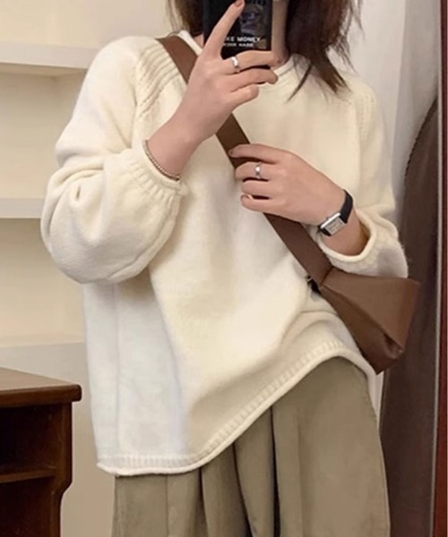 kirakiraShop(キラキラショップ)の「ボリューム袖 ラグラン ニット(ニット/セーター・レディース・クリーム/ブルー/グレー/ピンク/グリーン/オレンジ・FREE)」の17枚目の写真