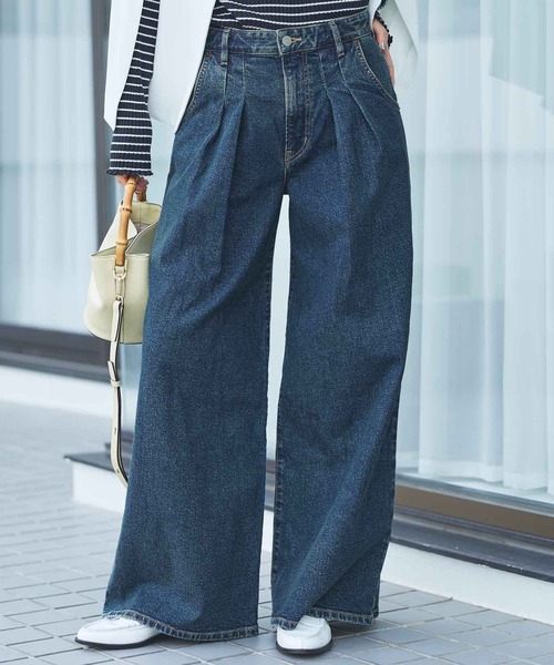 essentials タックワイドデニムパンツ（デニムパンツ）｜EDWIN