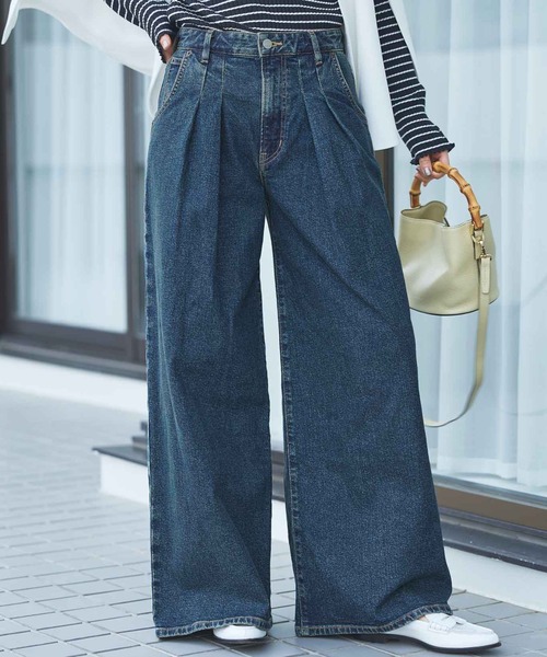 EDWIN(エドウィン)の「essentials タックワイドデニムパンツ(デニムパンツ・レディース・ブラック系その他/ブルー系その他・X-SMALL/SMALL/MEDIUM/LARGE)」の13枚目の写真