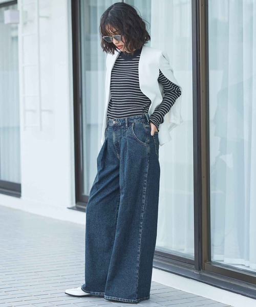 essentials タックワイドデニムパンツ（デニムパンツ）｜EDWIN