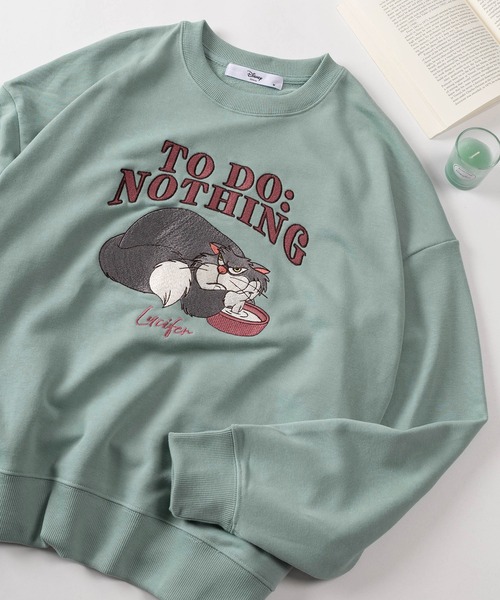 Disney（ディズニー）の「【71】【Disney/ディズニー】ミッキーマウス/トイストーリー/ルシファー/ズートピア アップリケ サガラ刺繍 裏毛スウェット/レディース（スウェット・レディース・アッシュグレー/ライトブルー/ブラック/ピンク/レッド/パープル/ブラック系その他/クリーム・M/L）」の6枚目の写真