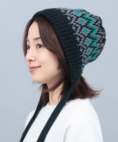 チチカカ(チチカカ)の「紐付きニットキャップ(ニットキャップ/ビーニー・レディース・オフホワイト/ブラック・FREE)」の2枚目の写真