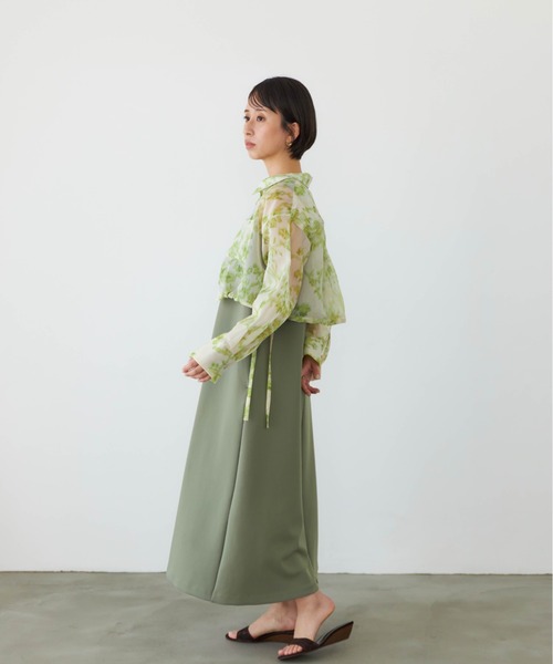 STRATA(エストラータ)の「シルキーシアーフラワーシャツブラウス 【低身長・小柄女性】(シャツ/ブラウス・レディース・グリーン・ONE SIZE)」の6枚目の写真