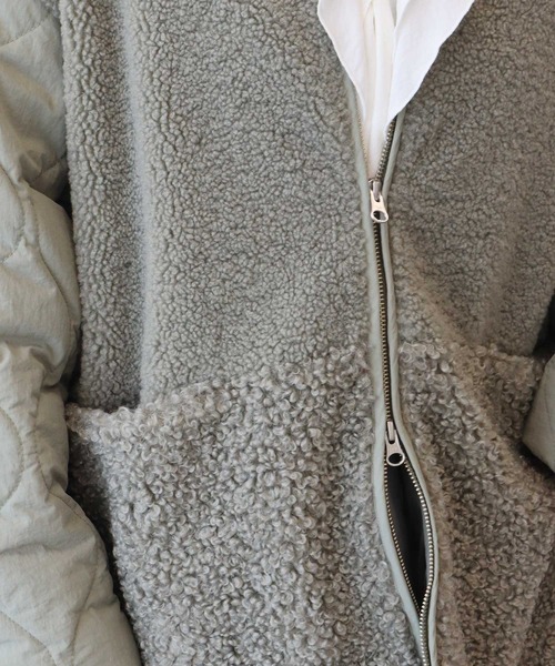 earth music&ecology（アースミュージックアンドエコロジー）の「【2025AW】ボアキルトミドルコート（ブルゾン・レディース・カーキ/ブラック/アイボリー・FREE）」の12枚目の写真